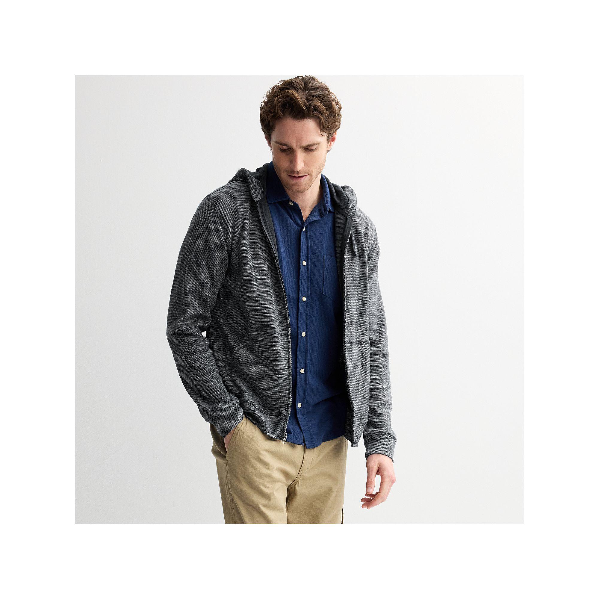 Men's Sonoma Goods For Life® The Textured Full-Zip Hoodie, Size: Large, Blue Product Image