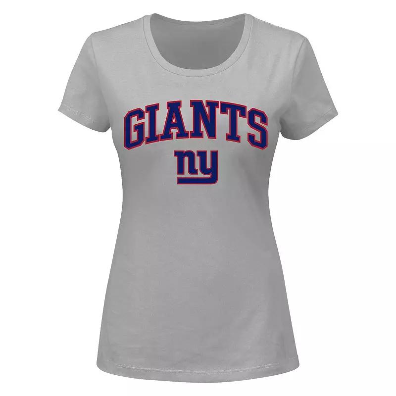 Women's Fanatics Branded Heather Gray New York Giants Arch Over Logo Plus Size T-Shirt, Size: 1XL, Grey Product Image