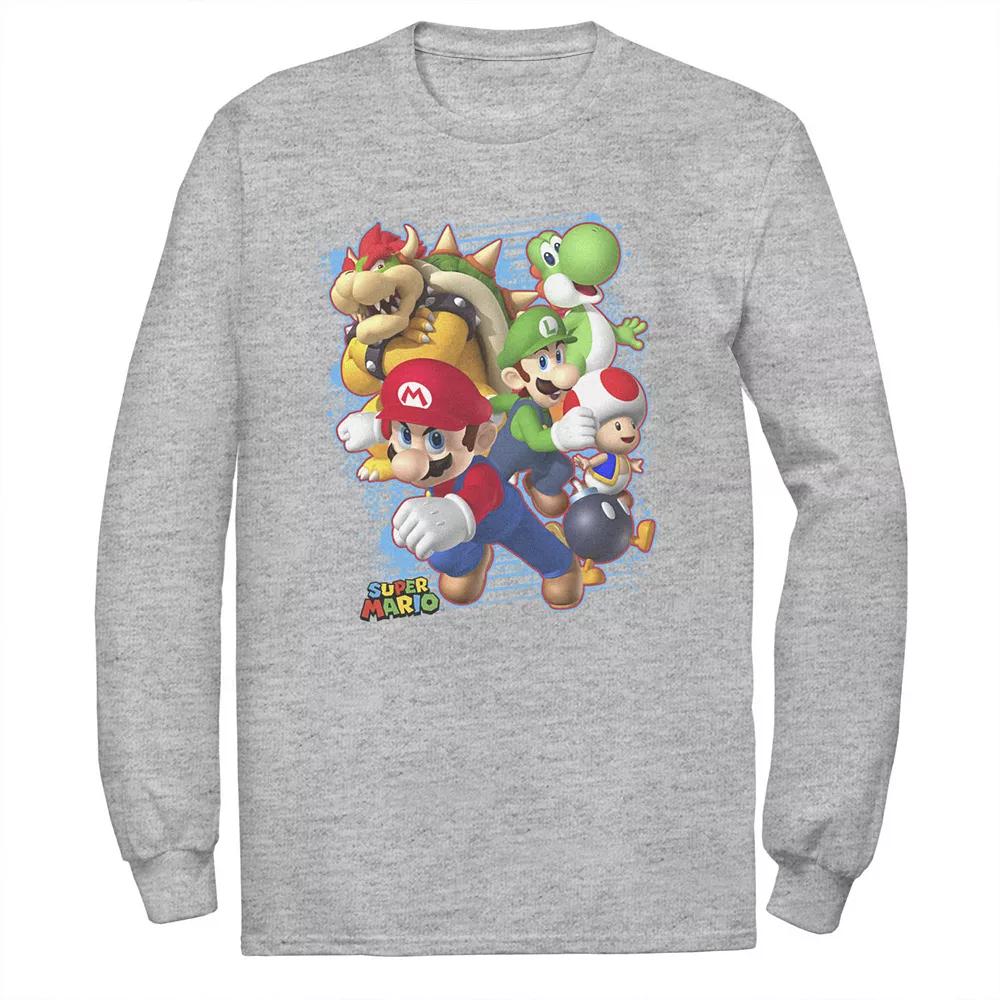 Big & Tall Nintendo Super Mario Bros Group Shot Long Sleeve, Men's,  Product Image