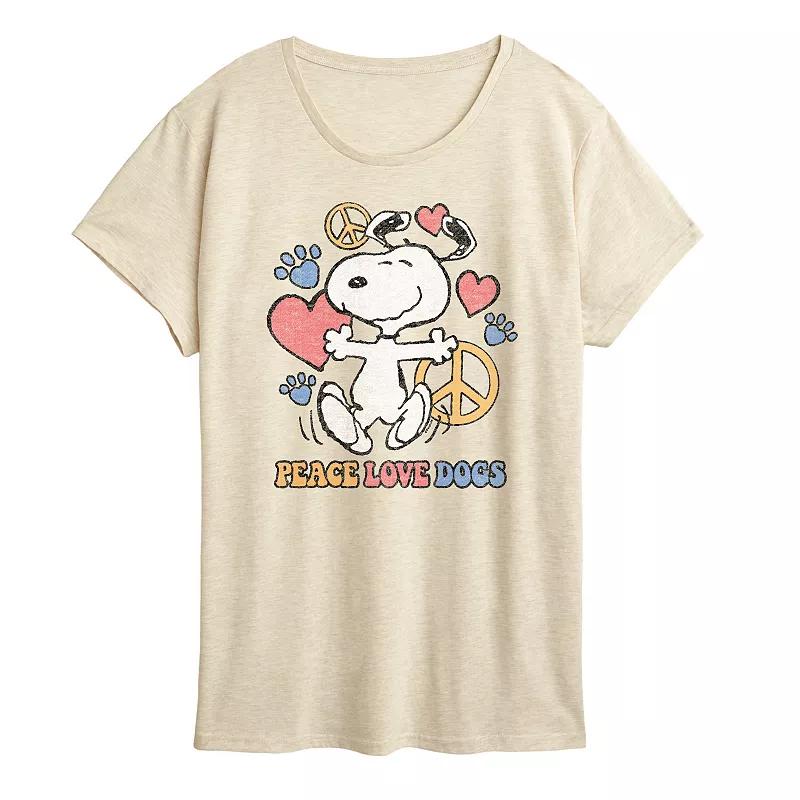 Women's Peanuts Snoopy Peace Love Dogs Graphic Tee,  Product Image