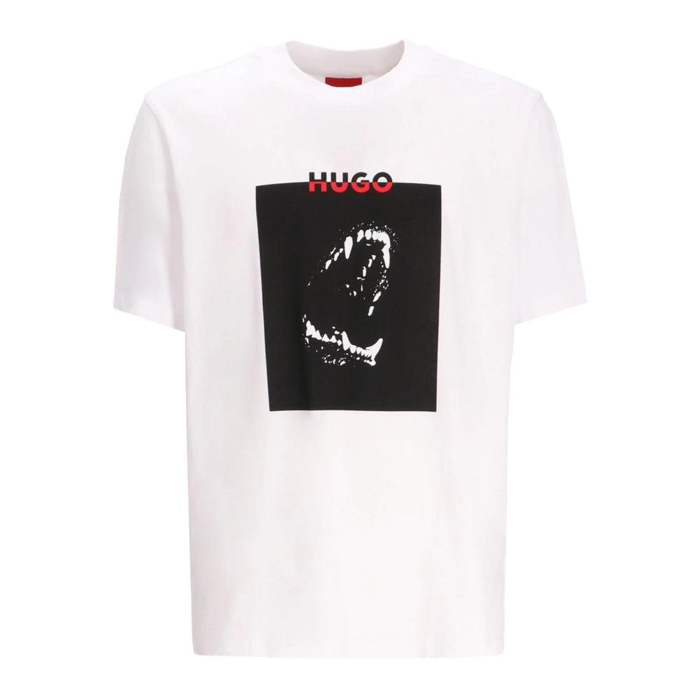 HUGO BOSS Cotton Jersey T-shirt With Mixed-print Logo In White Product Image