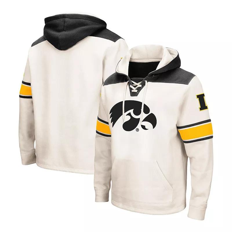 Men's Colosseum Cream Iowa Hawkeyes Big & Tall Hockey Lace-Up Pullover Hoodie,  Product Image