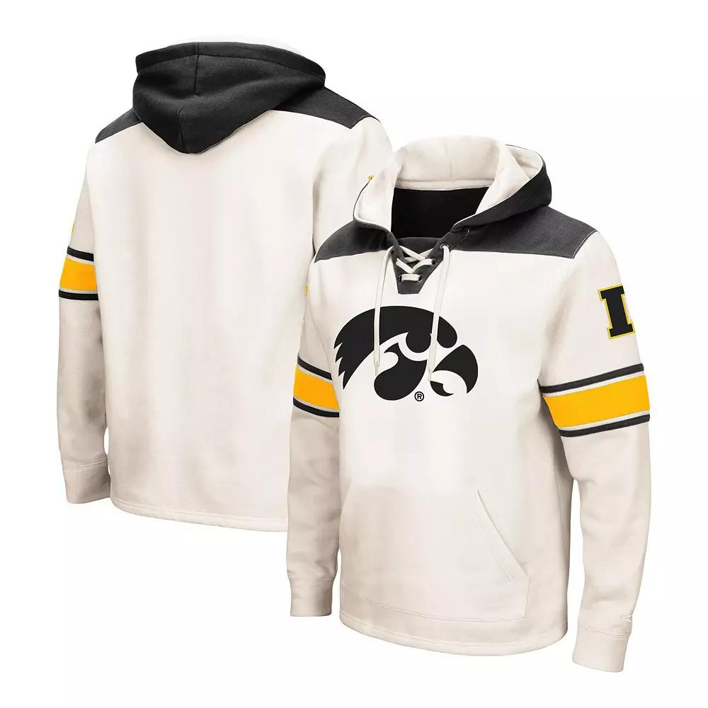 Men's Colosseum Cream Iowa Hawkeyes Big & Tall Hockey Lace-Up Pullover Hoodie,  Product Image