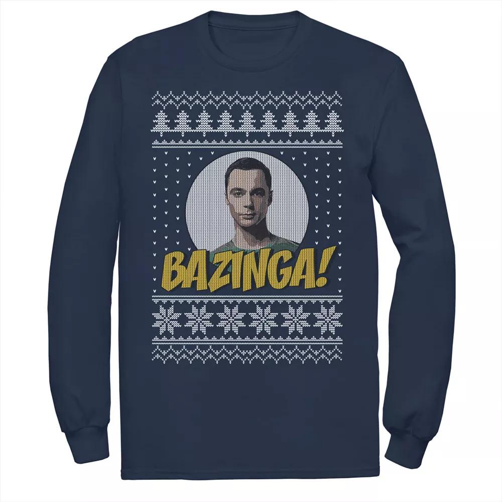 Men's The Big Bang Theory Bazinga Holiday Pattern Tee, Size: Small, Blue Product Image