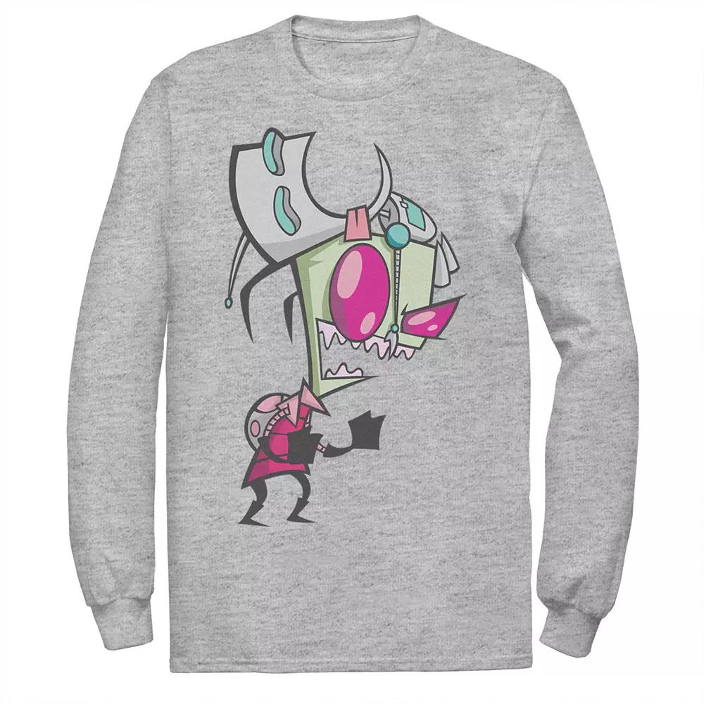 Men's Nickelodeon Invader Zim Menacing Laugh Tired Gir Portrait Long Sleeve Graphic Tee,  Product Image