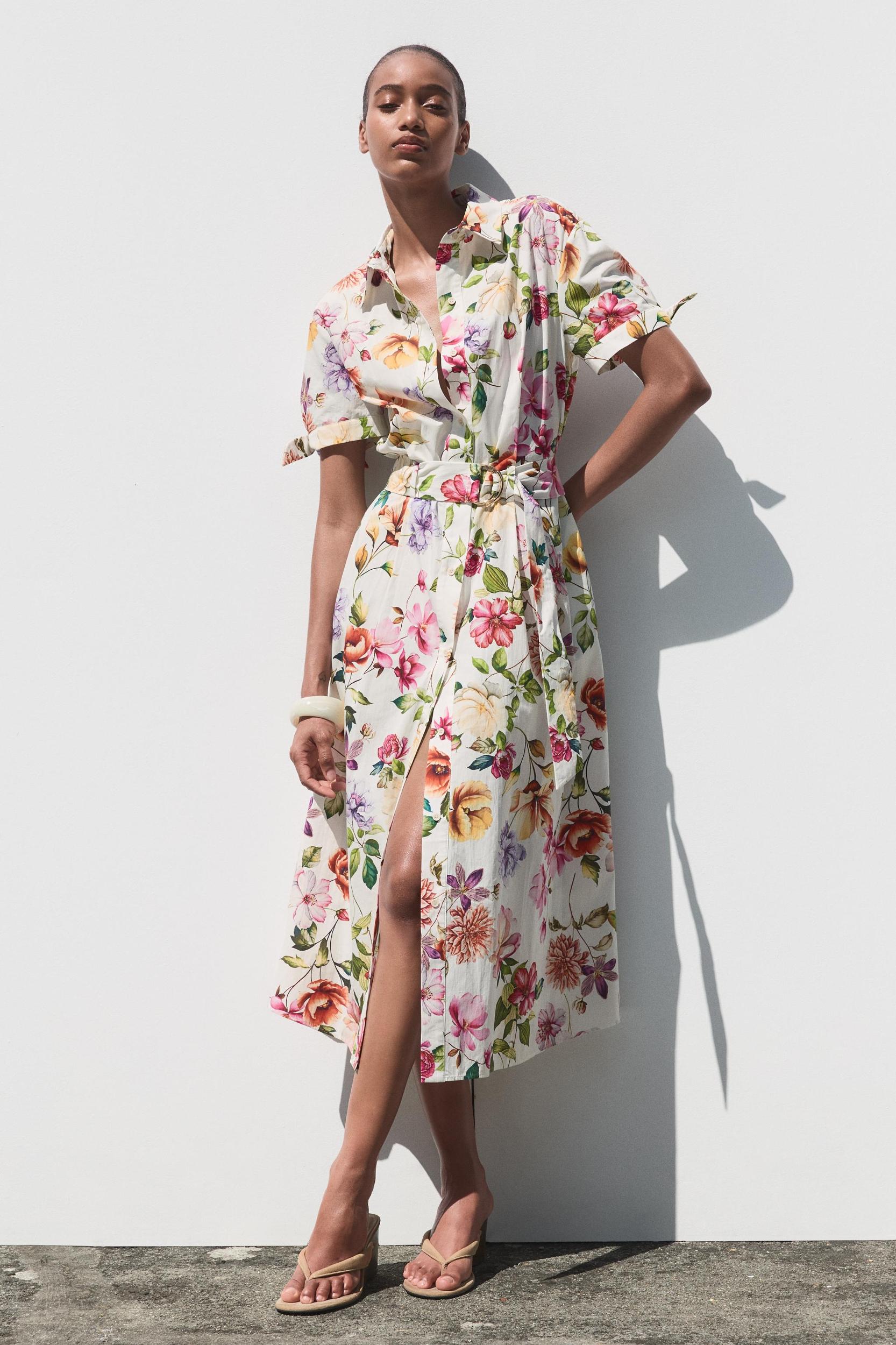 PRINTED POPLIN MIDI DRESS Product Image