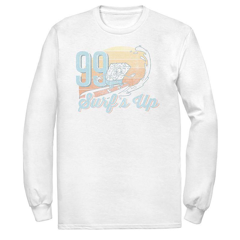 Men's Spongebob '99 Surfs Up Faded Retro Portrait Long Sleeve Tee,  Product Image