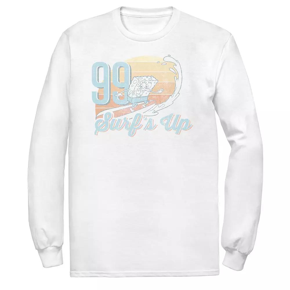 Men's Spongebob '99 Surfs Up Faded Retro Portrait Long Sleeve Tee,  Product Image