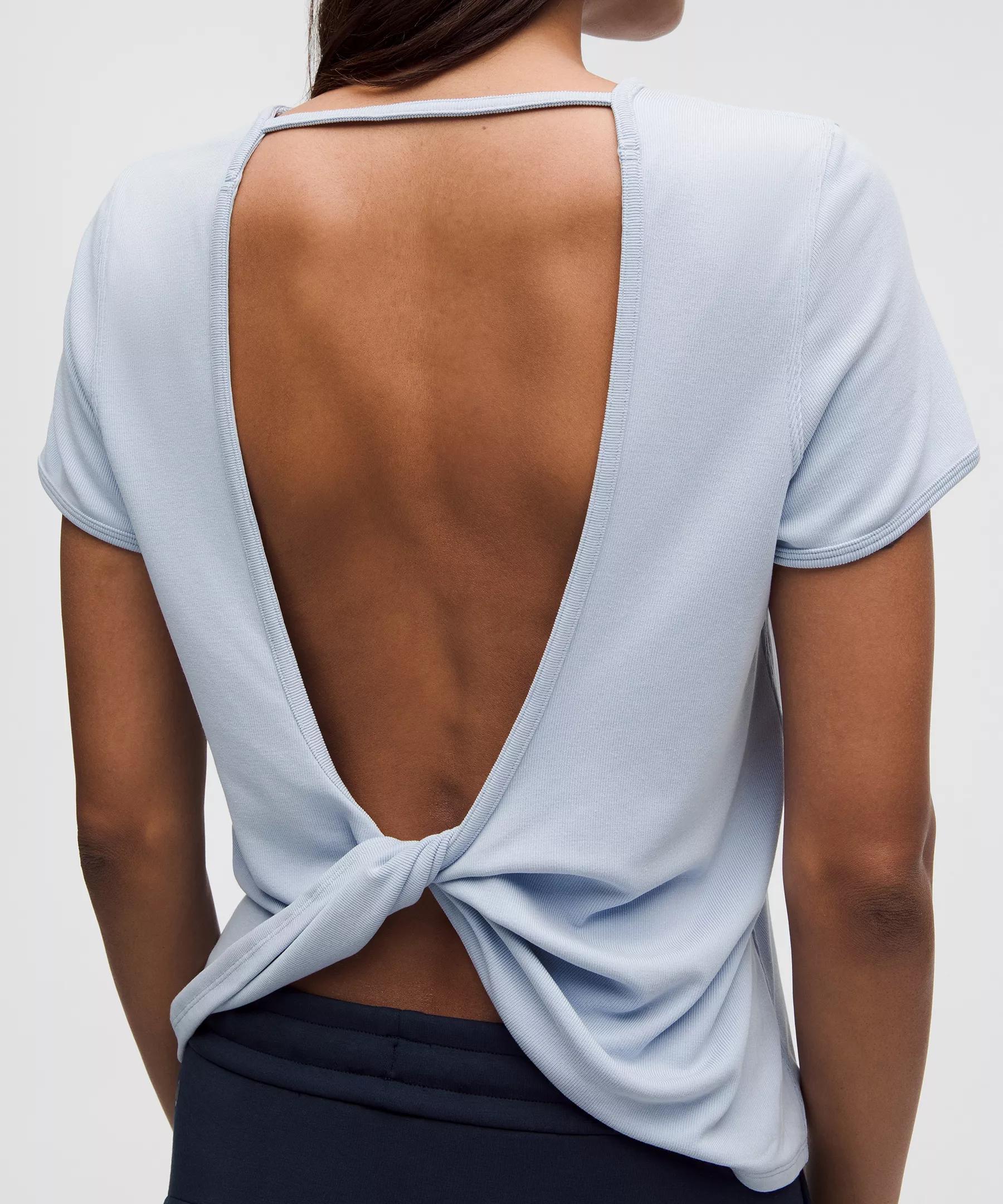 Twist-Back Soft Ribbed Short-Sleeve Top Product Image