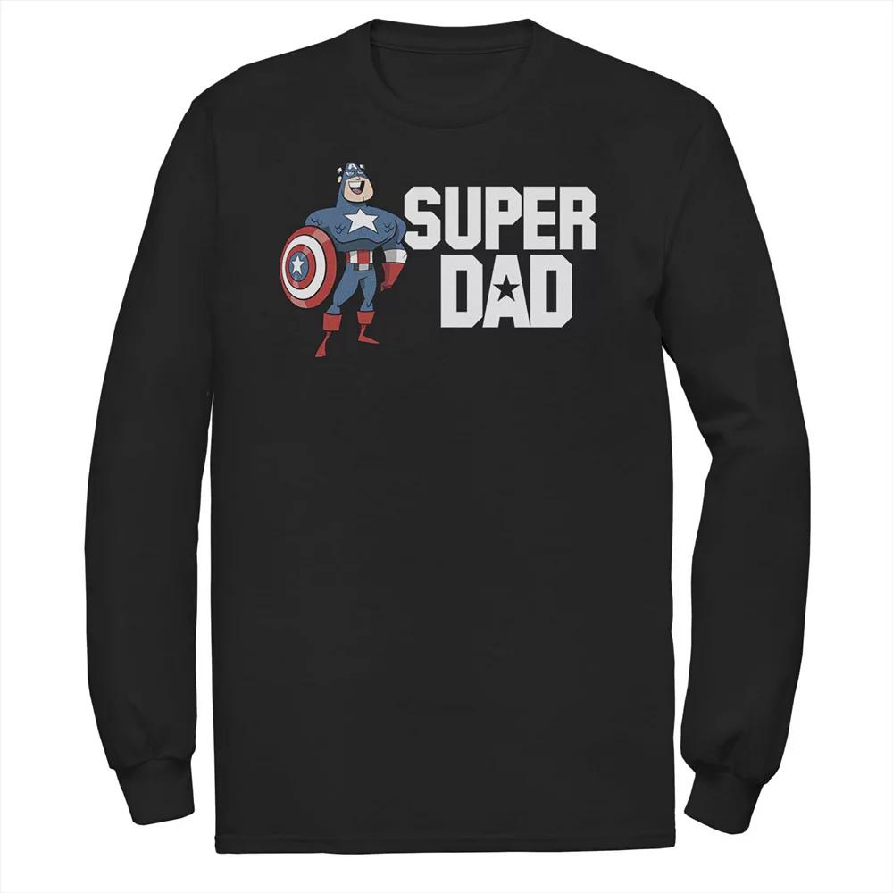 Men's Marvel Father's Day Captain America Super Dad Portrait Tee, Size: Small, Black Product Image
