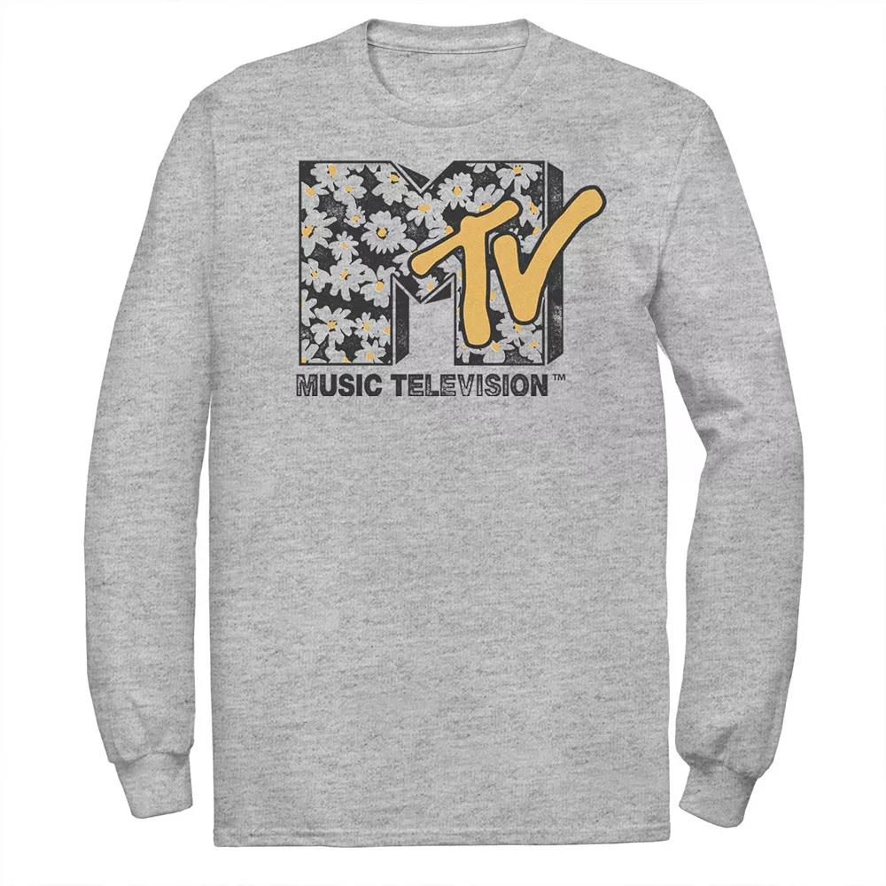 Men's MTV Daisy Distressed Logo Long Sleeve Graphic Tee, Size: XL, Athletic Grey Product Image