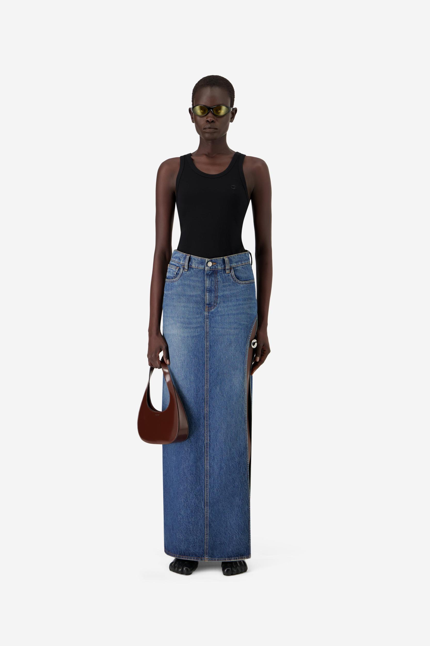 Garter Belt Denim Skirt Product Image