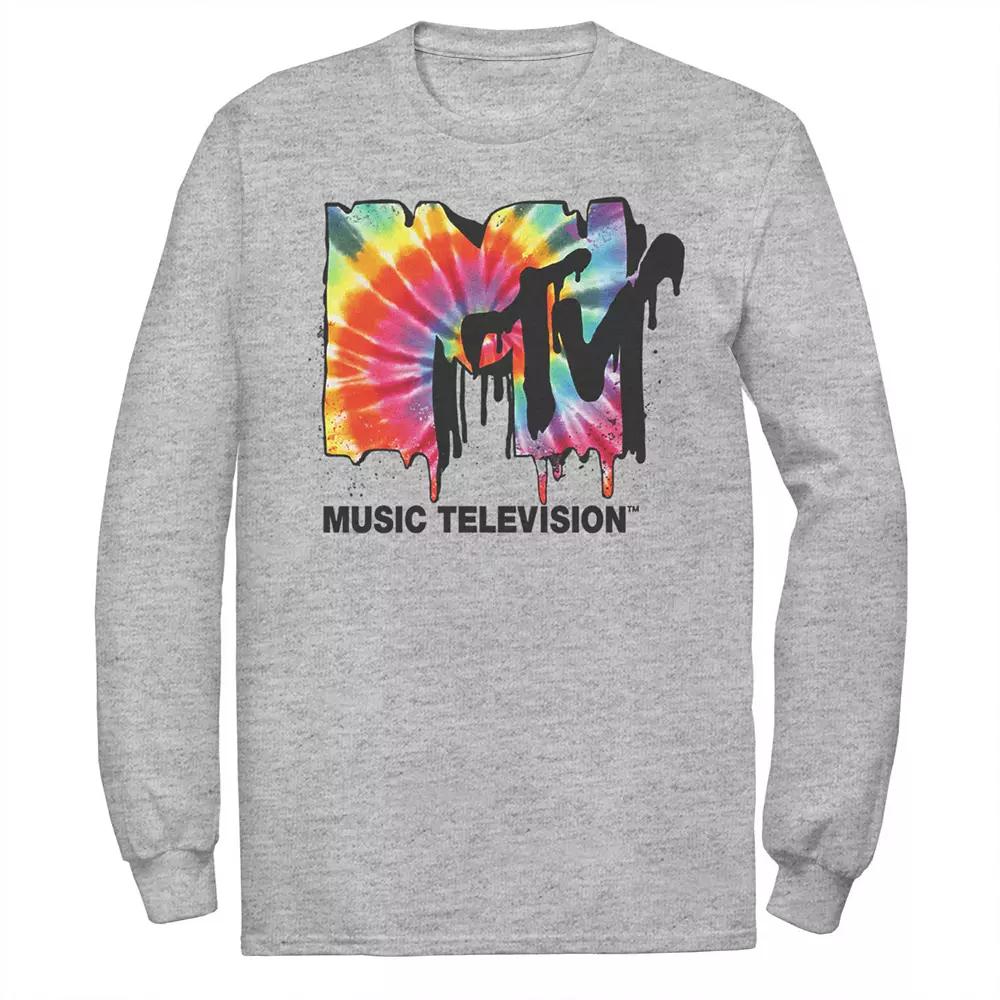 Men's MTV Classic Tie Dye Drip Logo Long Sleeve Graphic Tee,  Product Image