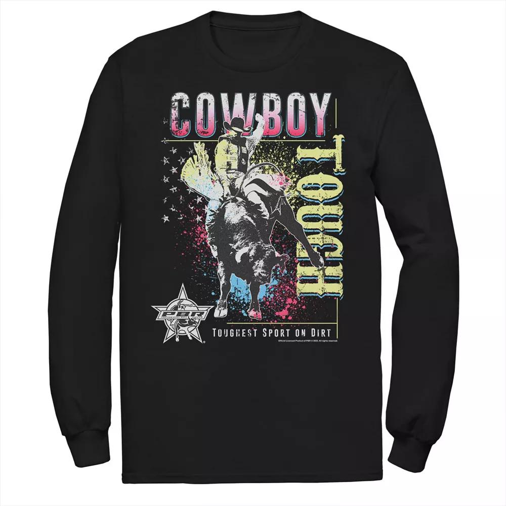 Men's PBR Cowboy Riding Bull Long Sleeve Graphic Tee, Size: XL, Black Product Image