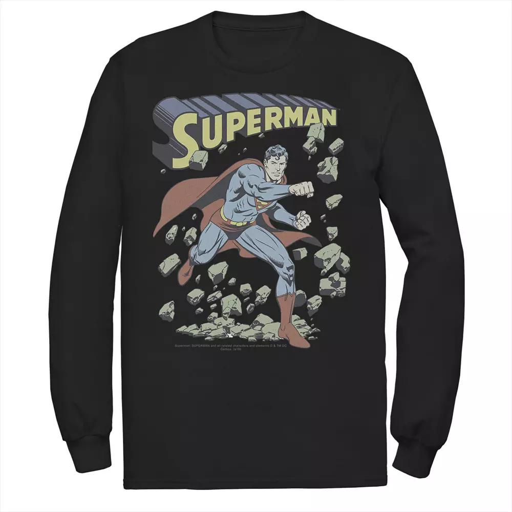 Men's DC Comics Superman With Rocks Vintage Poster Tee,  Product Image
