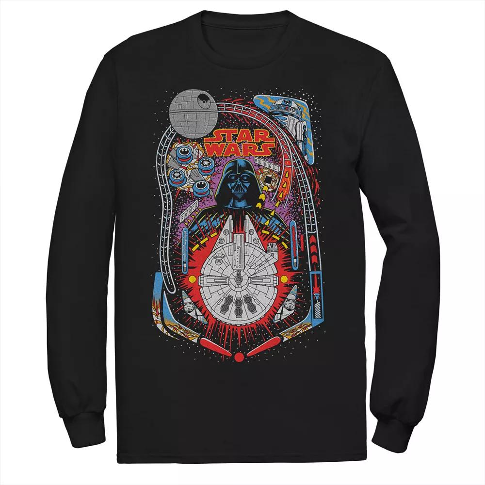 Men's Star Wars Darth Vader Death Star Pinball Long Sleeve Tee,  Product Image