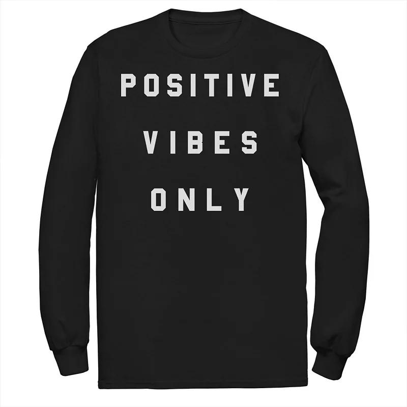 Men's "Positive Vibes Only" Simple Text Tee, Size: Large, Black Product Image