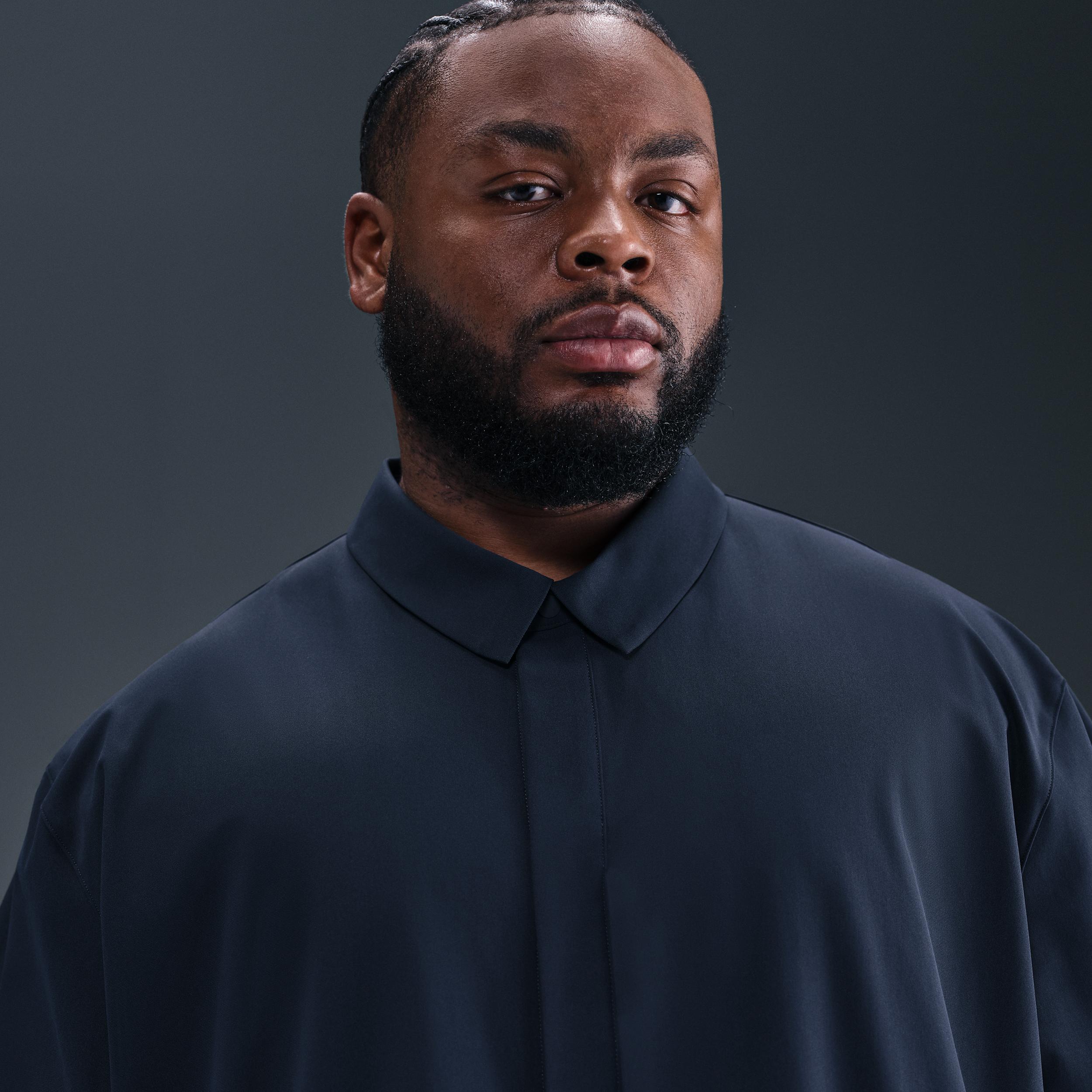 Nike Mens 24.7 PerfectStretch Dri-FIT Short-Sleeve Snap-Down Top | HQ6958-451 Product Image