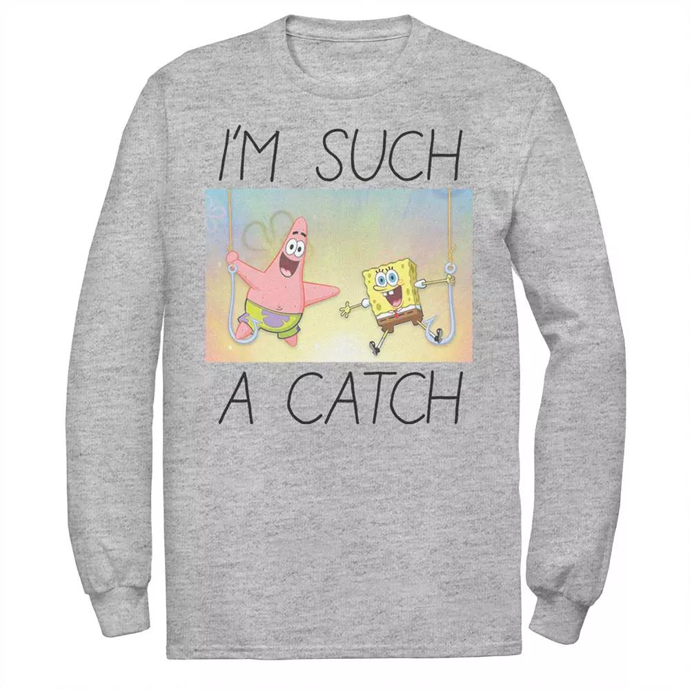 Men's Spongebob I'm Such A Catch Portrait Long Sleeve Tee,  Product Image