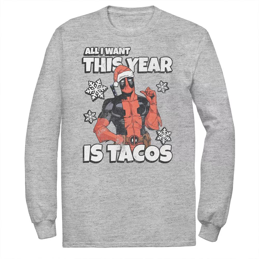 Men's Marvel Deadpool Santa Hat I Want Tacos Tee,  Product Image