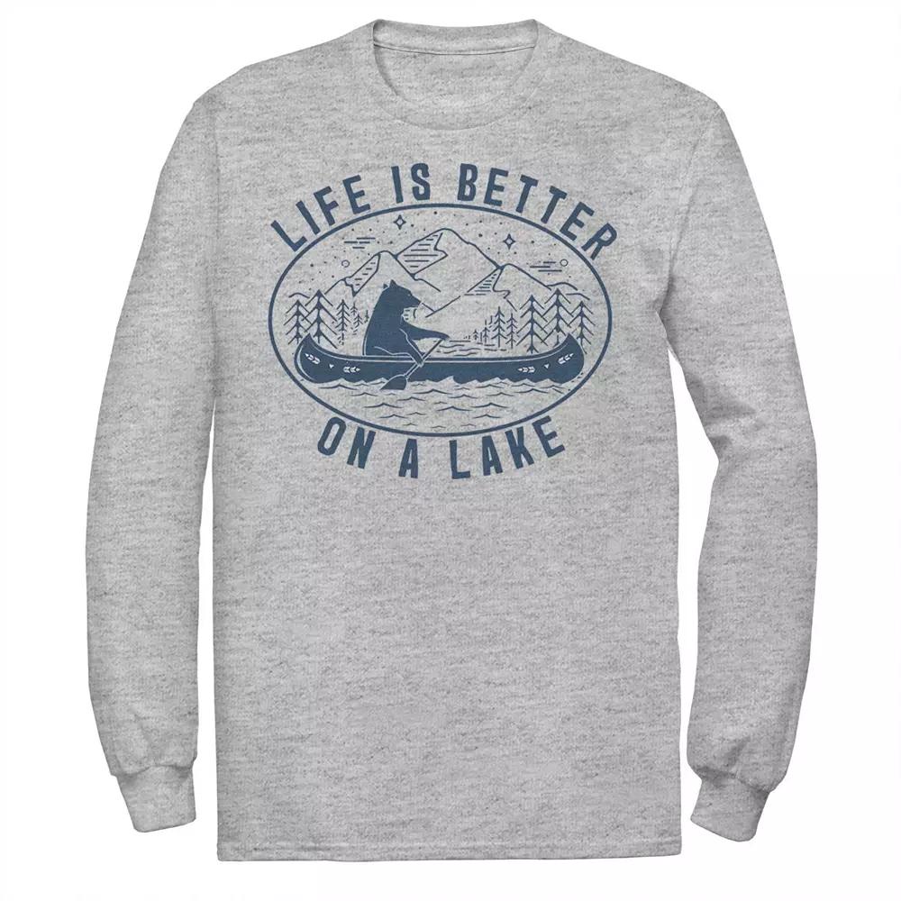 Men's Life Is Better On A Lake Bear In A Canoe Tee, Size: Medium, Athletic Grey Product Image