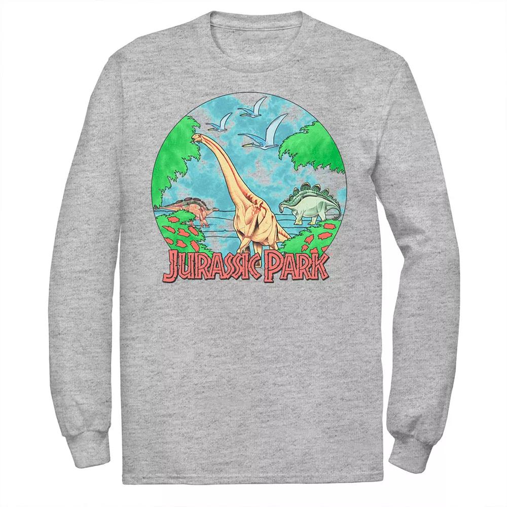 Men's Jurassic Park Retro Globe Watercolor Scene Tee,  Product Image
