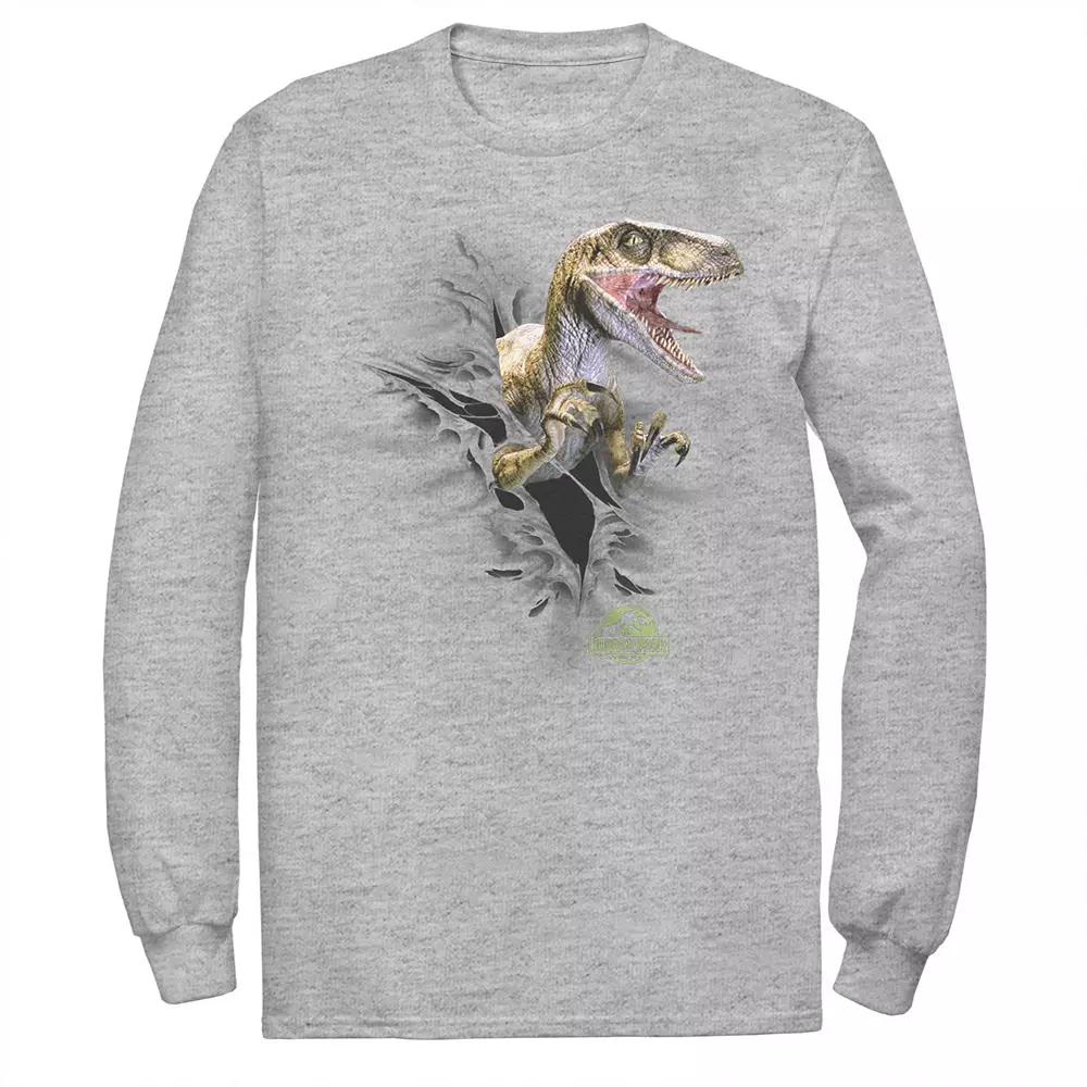 Men's Jurassic Park Ripping Velociraptor Long Sleeve Tee,  Product Image