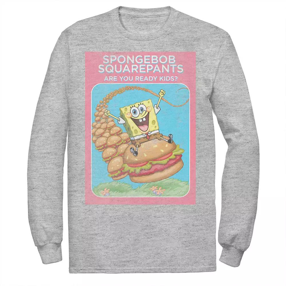 Men's SpongeBob SquarePants Are You Ready Kids Vintage Poster Tee, Size: Medium, Athletic Grey Product Image