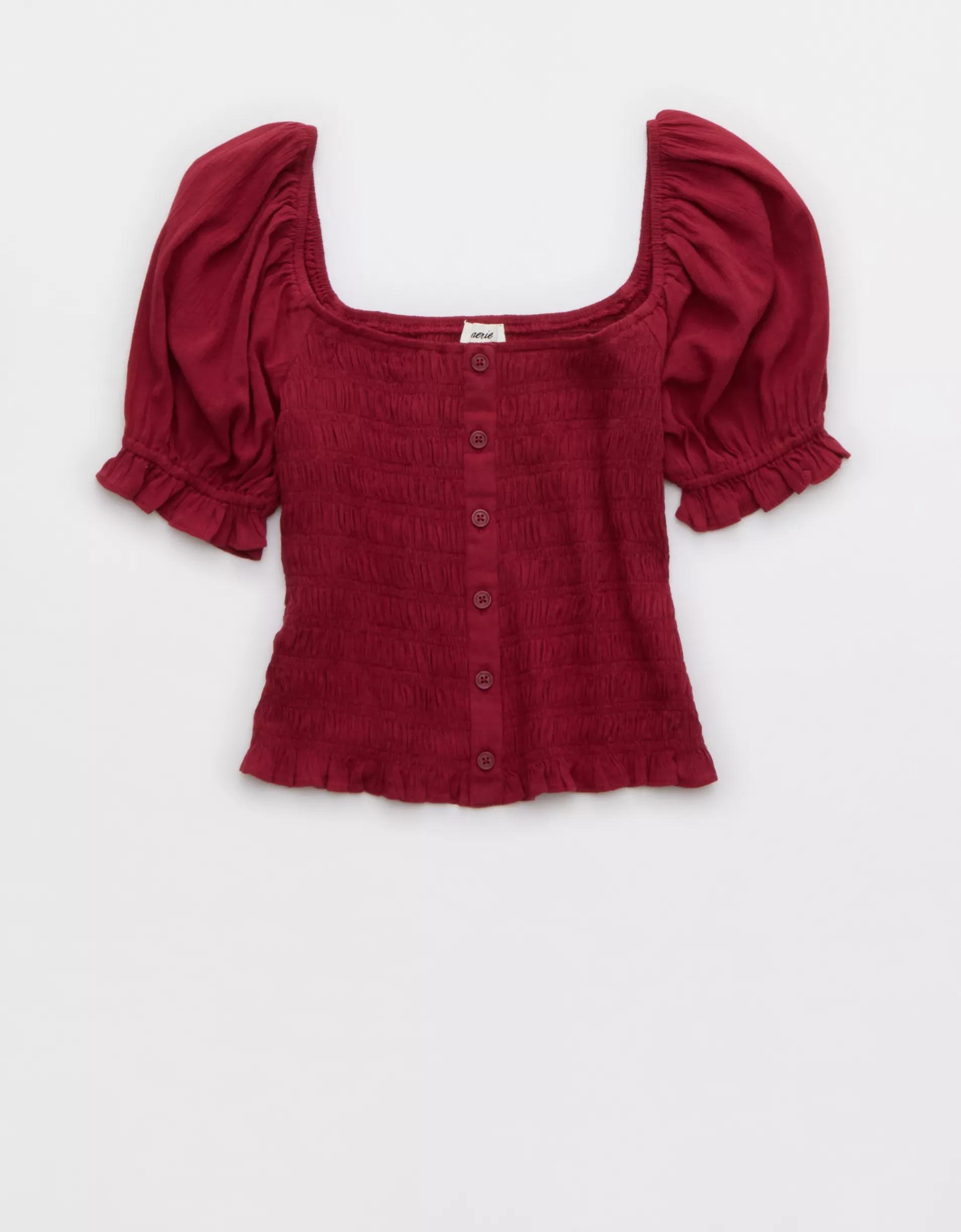 Aerie Puff Sleeve Smocked Top Product Image