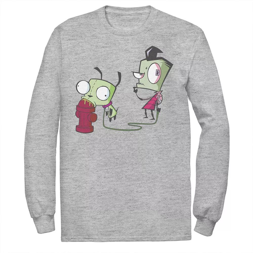 Men's Nickelodeon Invader Zim Walking Gir Fire Hydrant Portrait Long Sleeve Graphic Tee,  Product Image