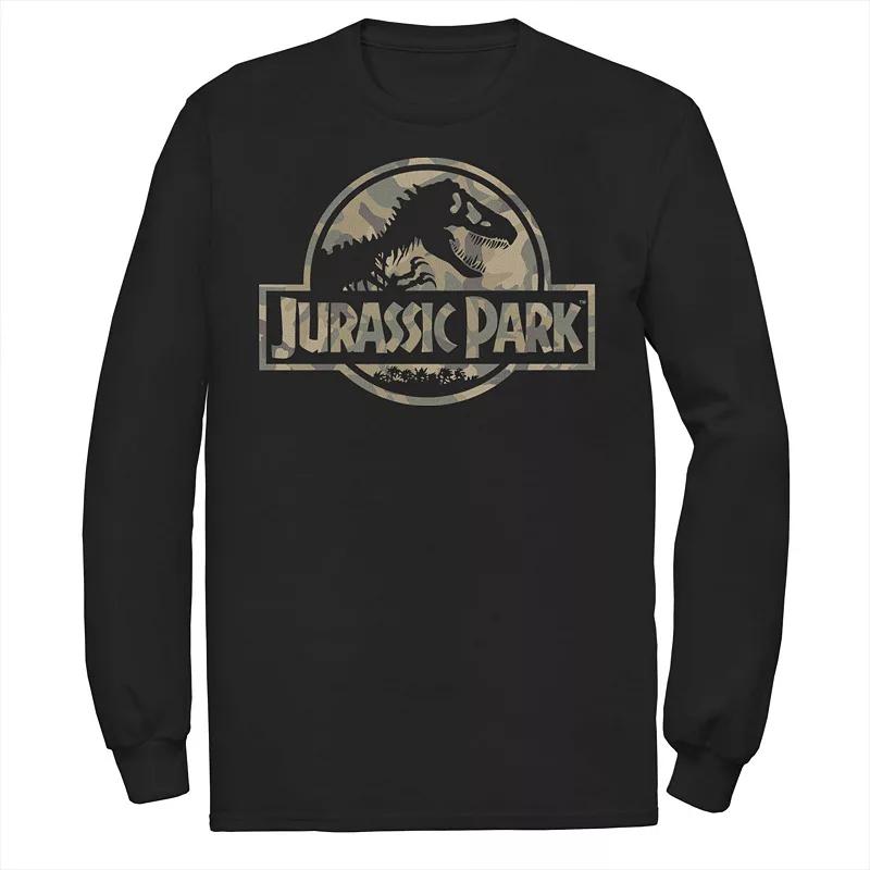 Men's Jurassic Park Red & Yellow Outline Logo Long Sleeve Graphic Tee,  Product Image