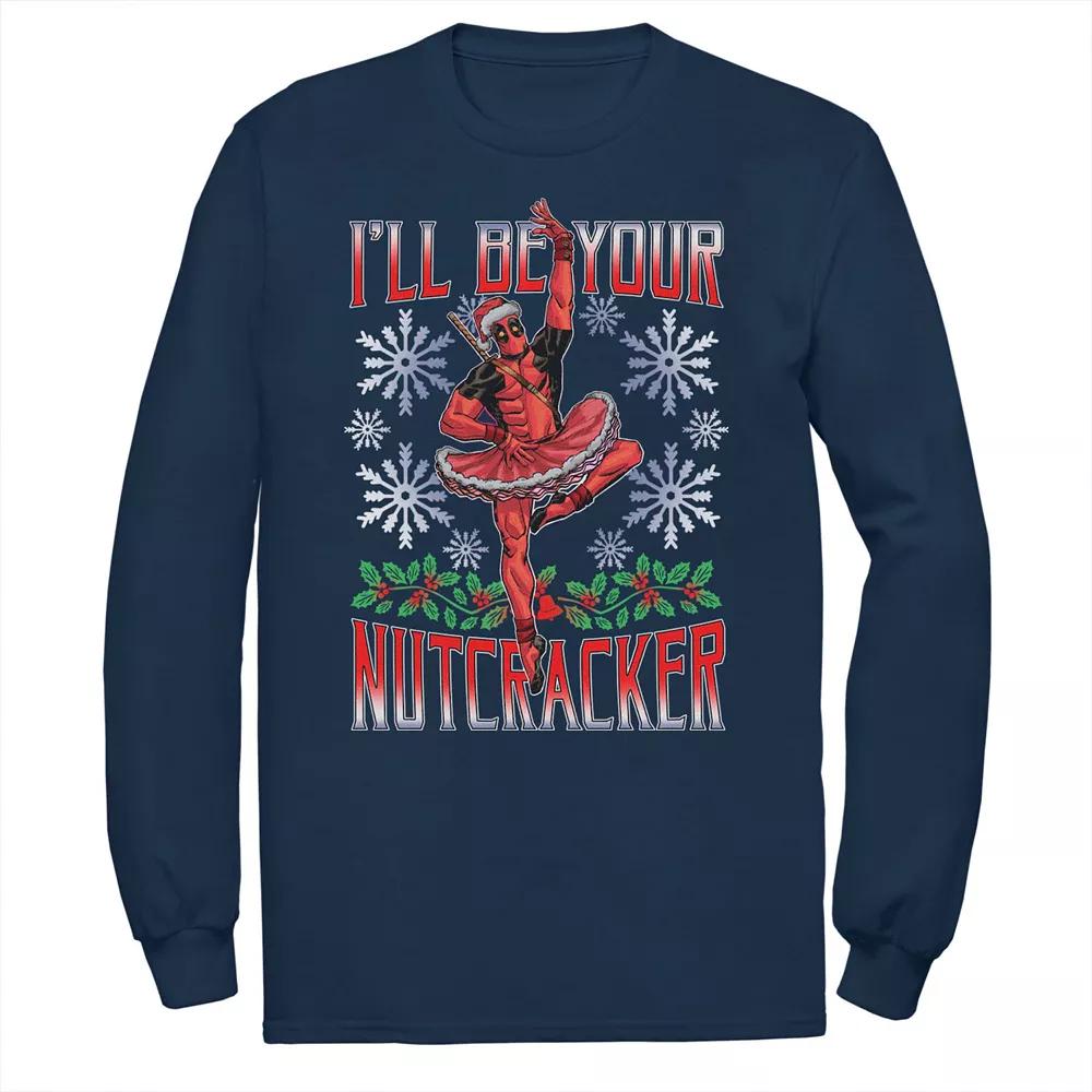 Men's Marvel Deadpool Nutcracker Santa Tee, Size: Large, Blue Product Image