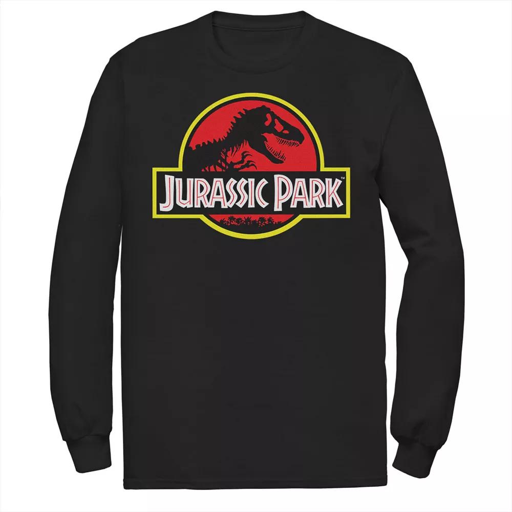 Men's Jurassic Park Red & Yellow Outline Logo Long Sleeve Graphic Tee,  Product Image