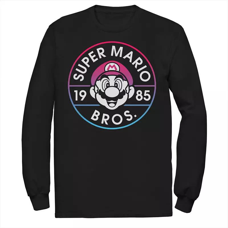 Men's Super Mario Bros. 1985 Gradient Stamp Long Sleeve Tee,  Product Image