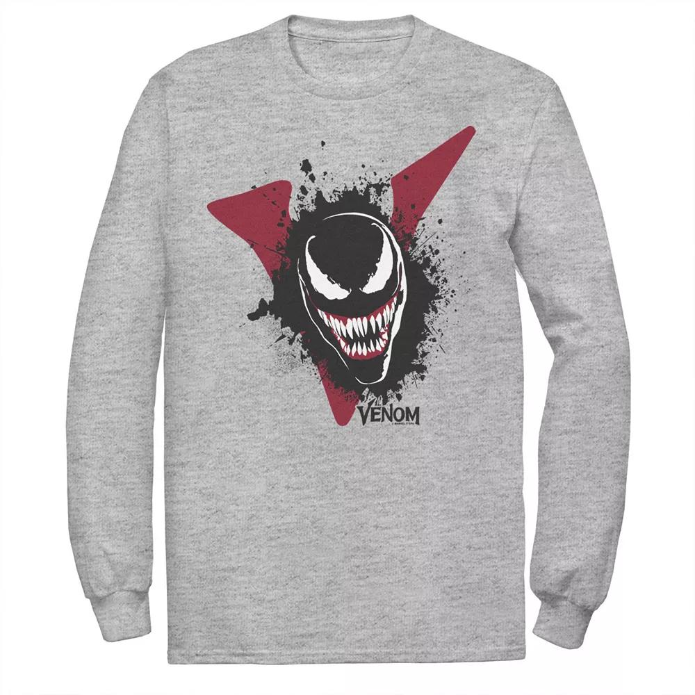 Men's Marvel Venom Big V Face Paint Splatter Graphic Tee, Size: Small, Athletic Grey Product Image