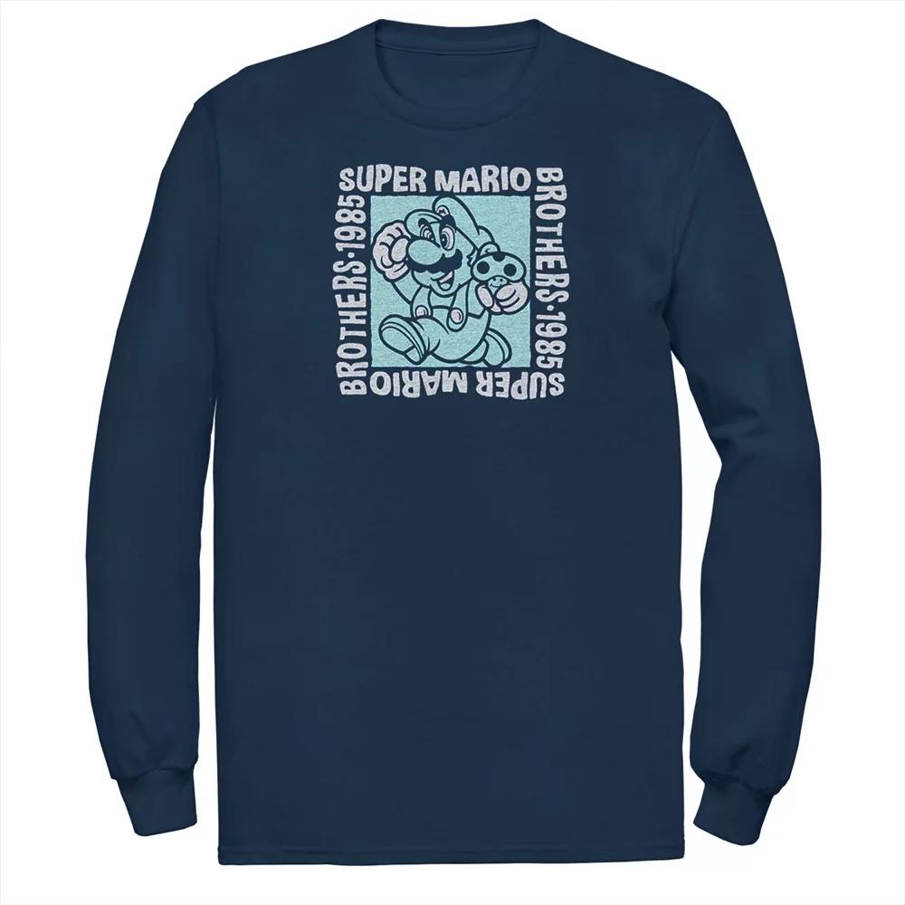 Men's Nintendo Brothers Box Long Sleeve Tee, Size: 5XL, Blue Product Image