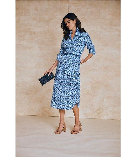 J.McLaughlin Orla Linen Notch Collar Long Sleeve Tie Front Button Down Dress Product Image