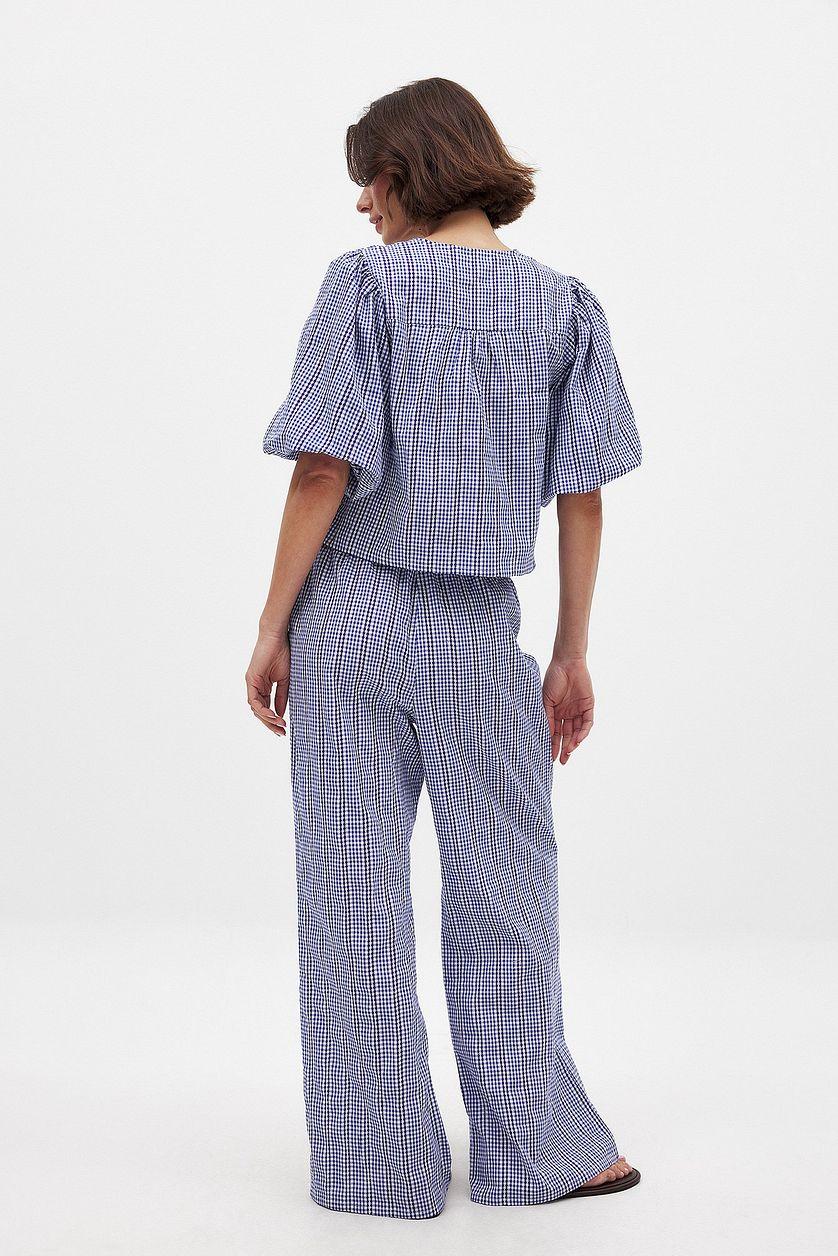 Cotton Straight Mid Waist Pants Product Image