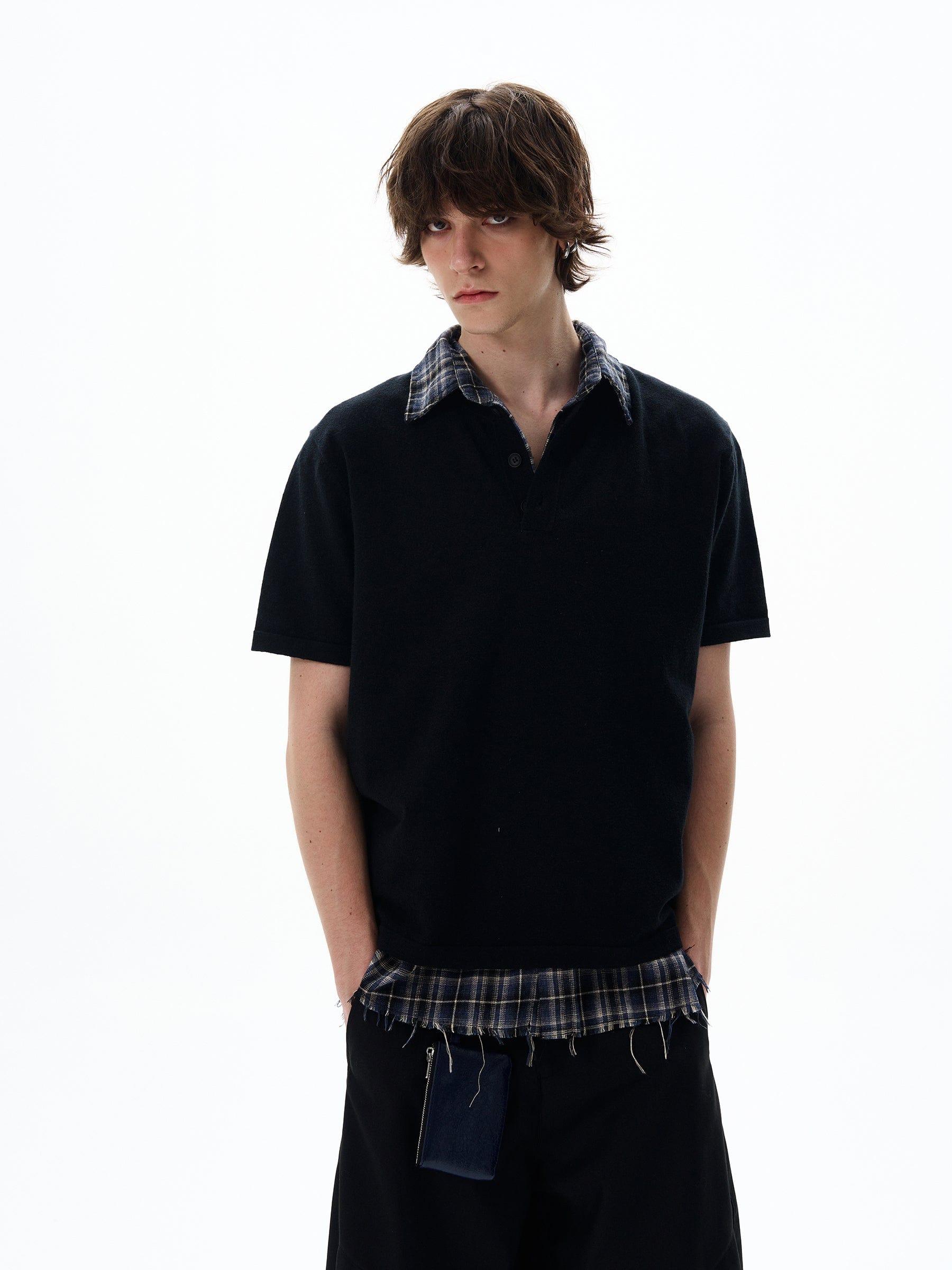 RT No. 12721 KNIT HENRY COLLAR SHORT SLEEVE Product Image