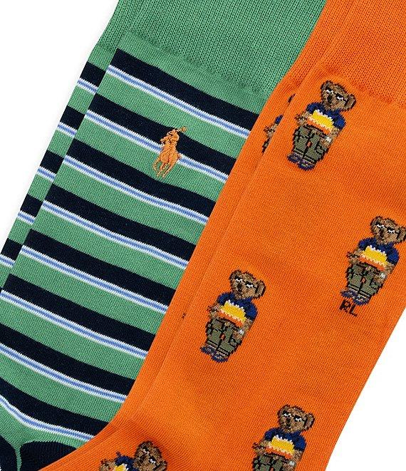 Polo Ralph Lauren Mini Surf Bear/Striped Crew Socks 2-Pack Product Image