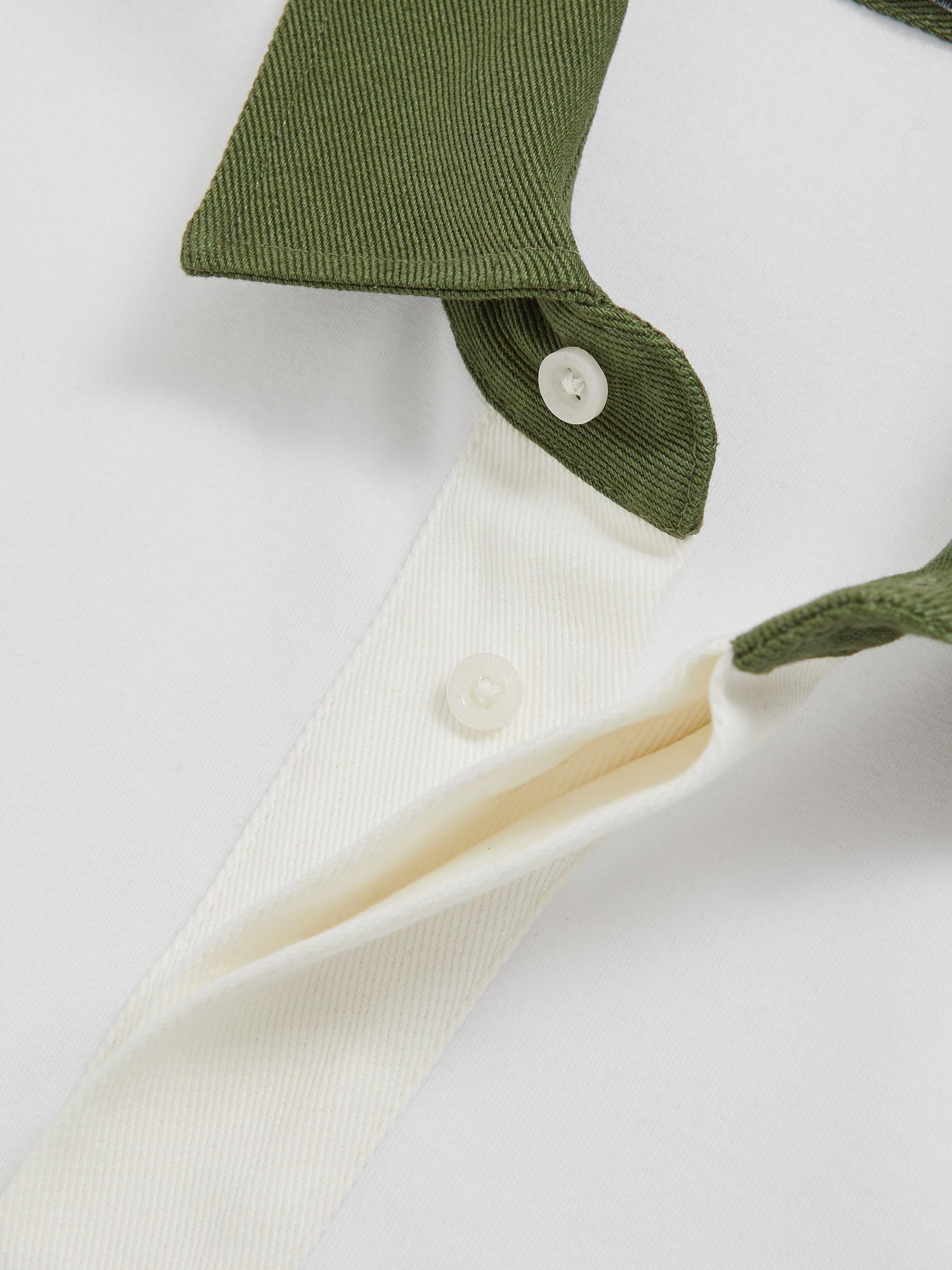 Cotton Colourblock Rugby Shirt in White/Green Product Image