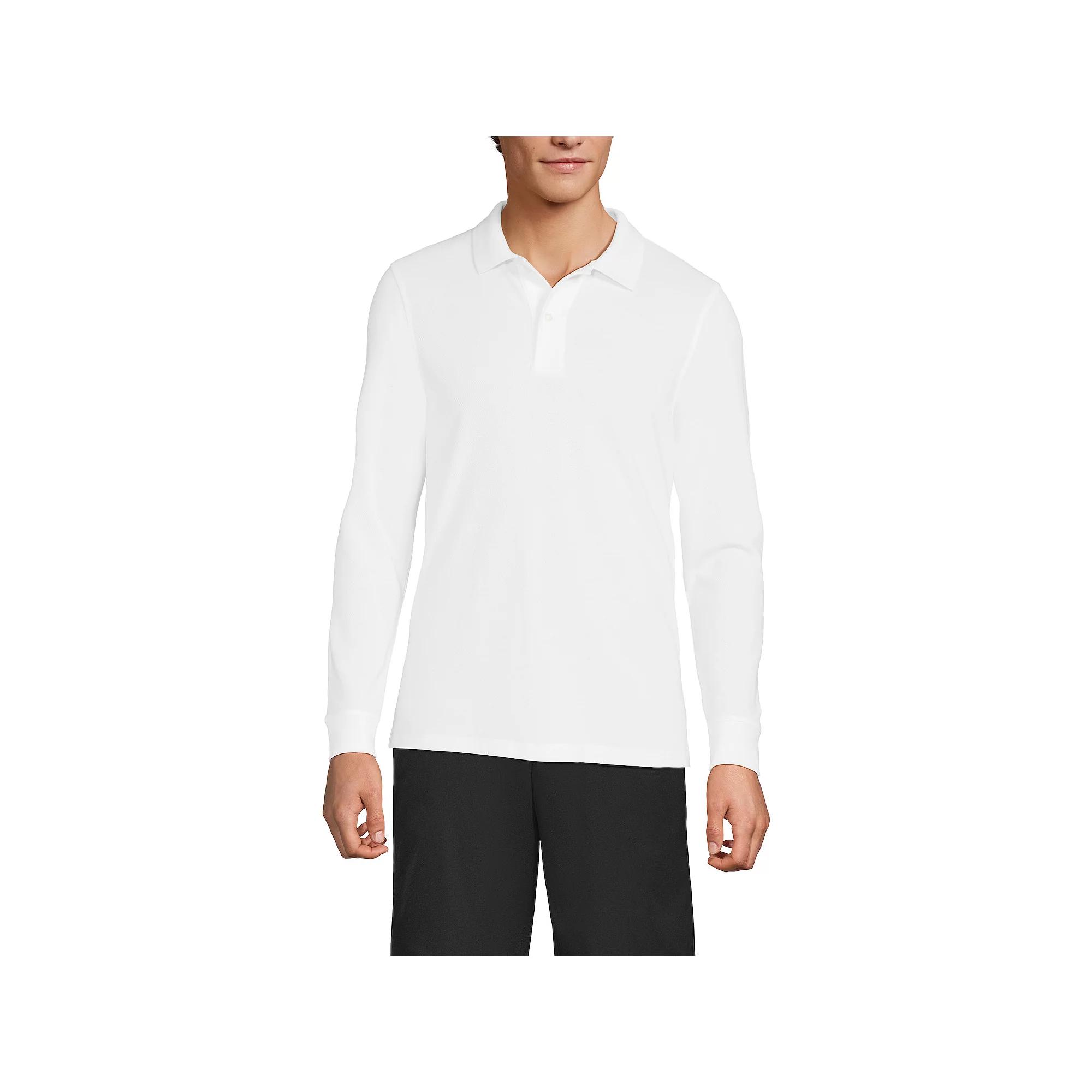 Men's Lands' End Long Sleeve Mesh Polo Shirt,  Product Image