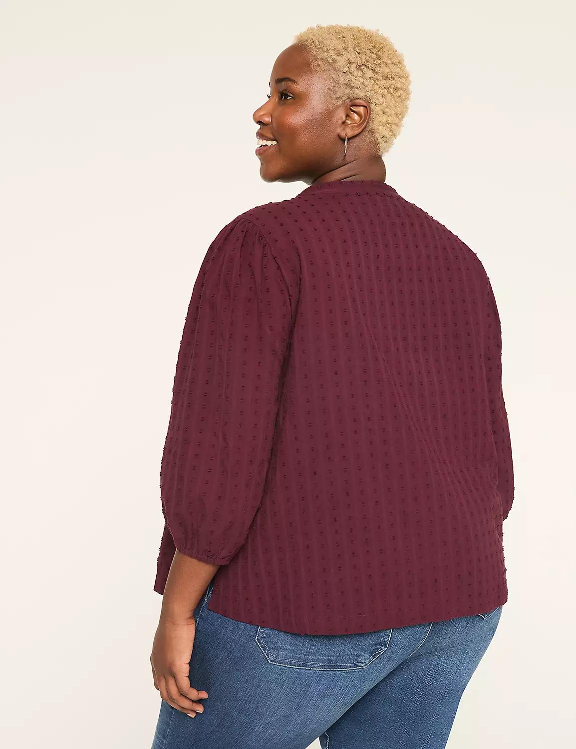 3/4-Sleeve Pintuck Popover Blouse Product Image