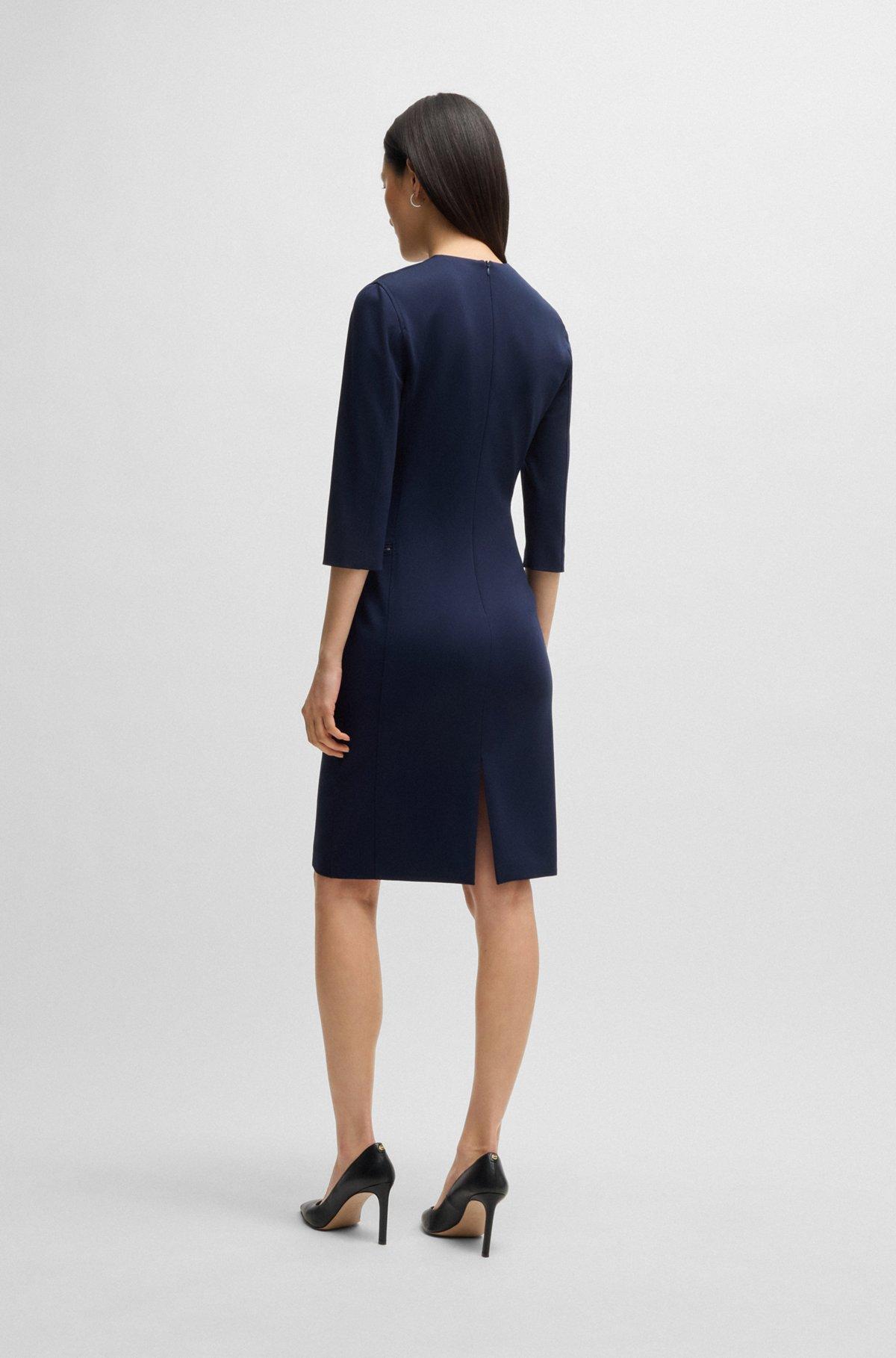 V-neck dress with zipped pockets and cropped sleeves Product Image