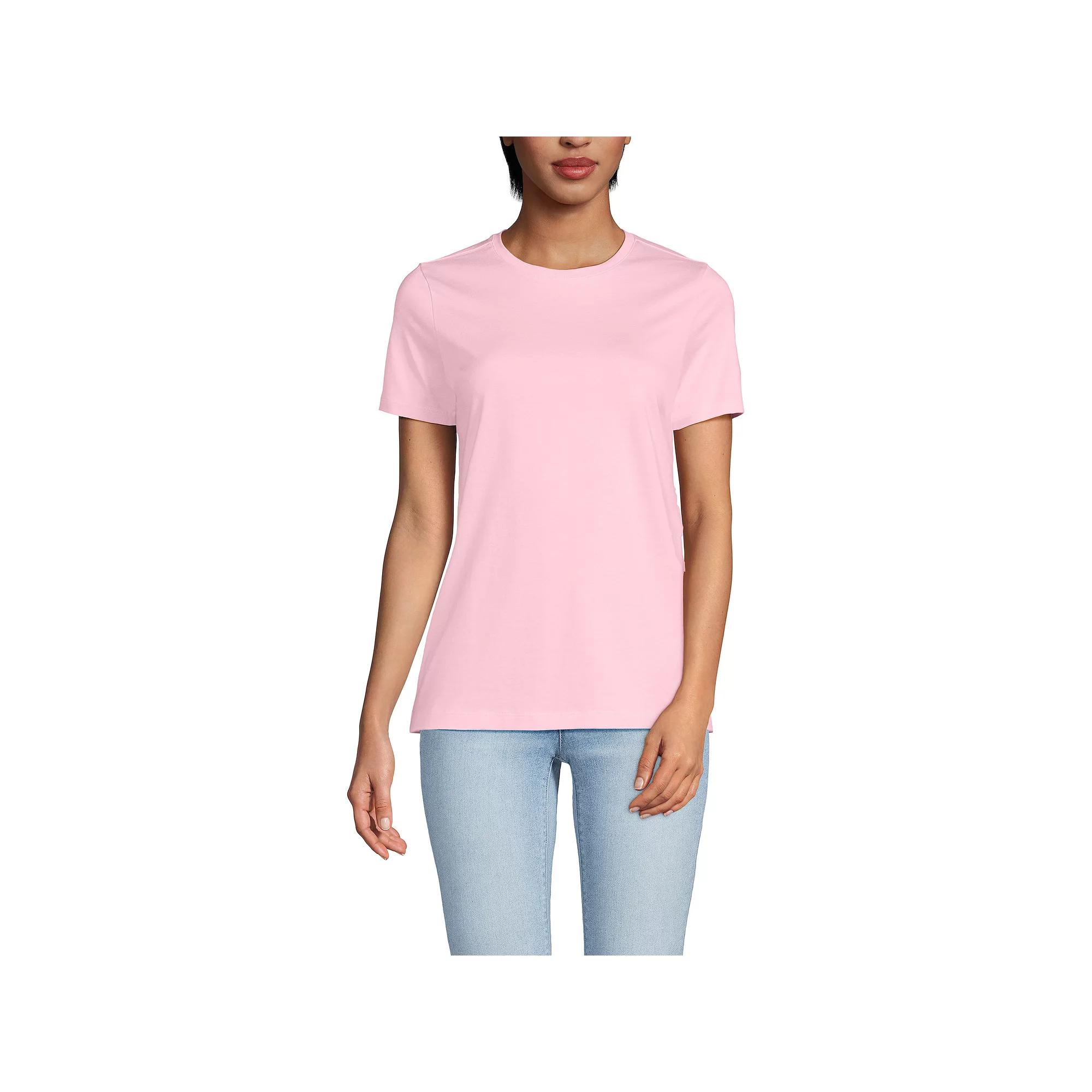 Petite Lands' End Relaxed-Fit Supima Cotton Crewneck Tee, Women's, Size: Medium Petite, Light Rose Pink Product Image