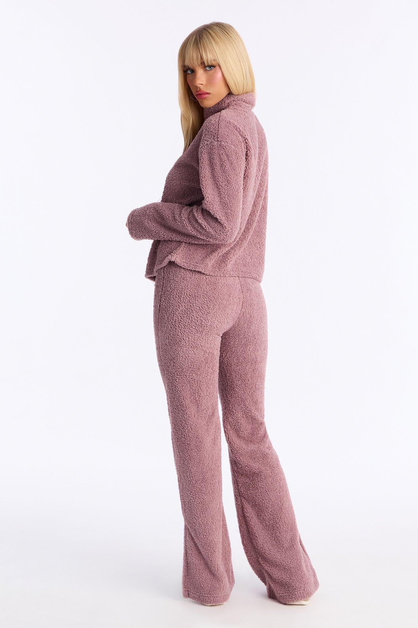 Lana Sherpa Quarter Zip Lounge Sweatshirt - Mauve Female Product Image