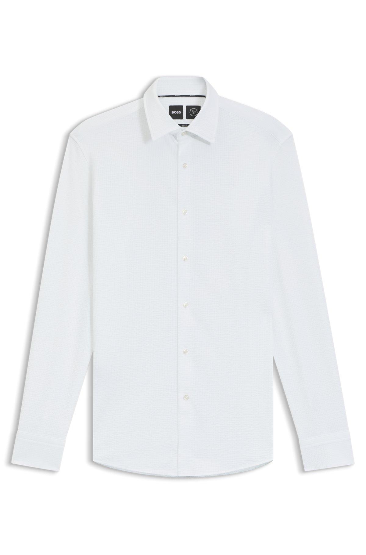 Slim-fit shirt in Italian-made performance-stretch seersucker Product Image