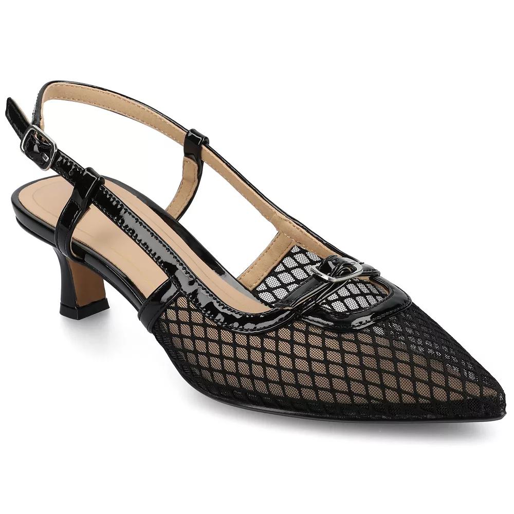 Journee Padma Women's Pointed Toe Kitten Heel Slingback Pumps,  Product Image