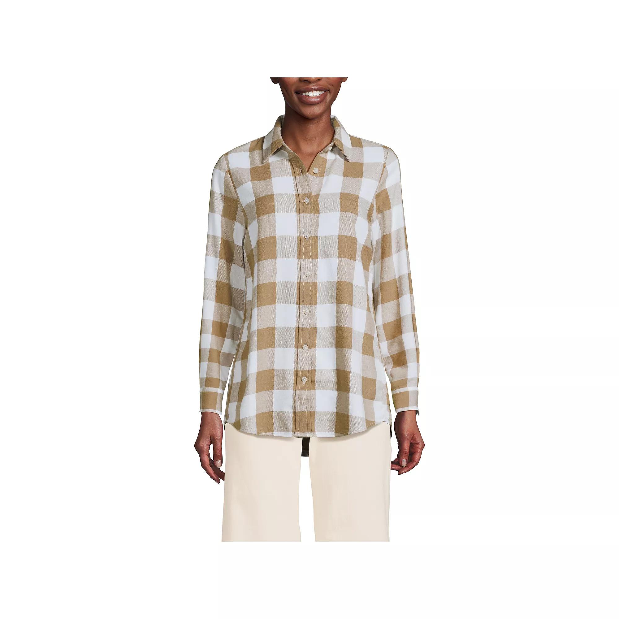 Women's Lands' End Flannel Boyfriend Shirt,  Product Image