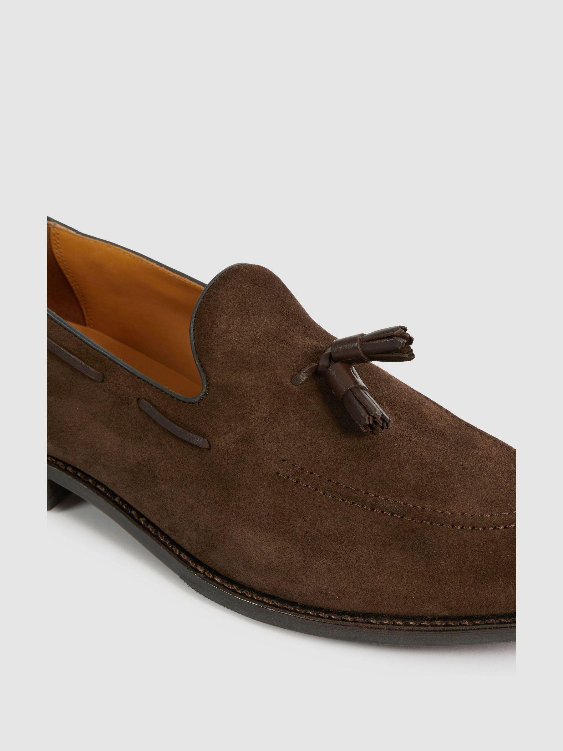 Tasselled Suede Loafers in Dark Brown Product Image